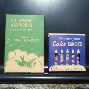 candles birthday sized vintage in original boxes 2 packages circa 1950 & 1956